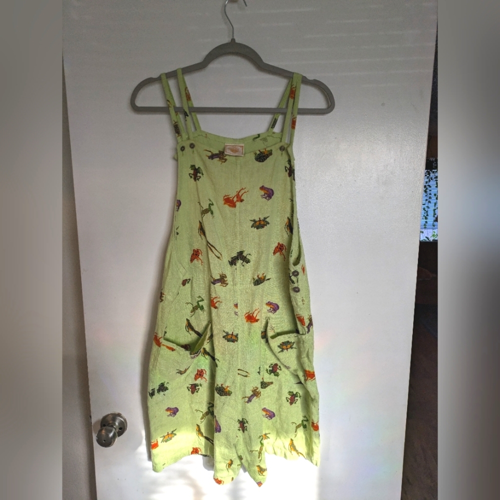 Linen frog-printed romper🐸 by tomtom